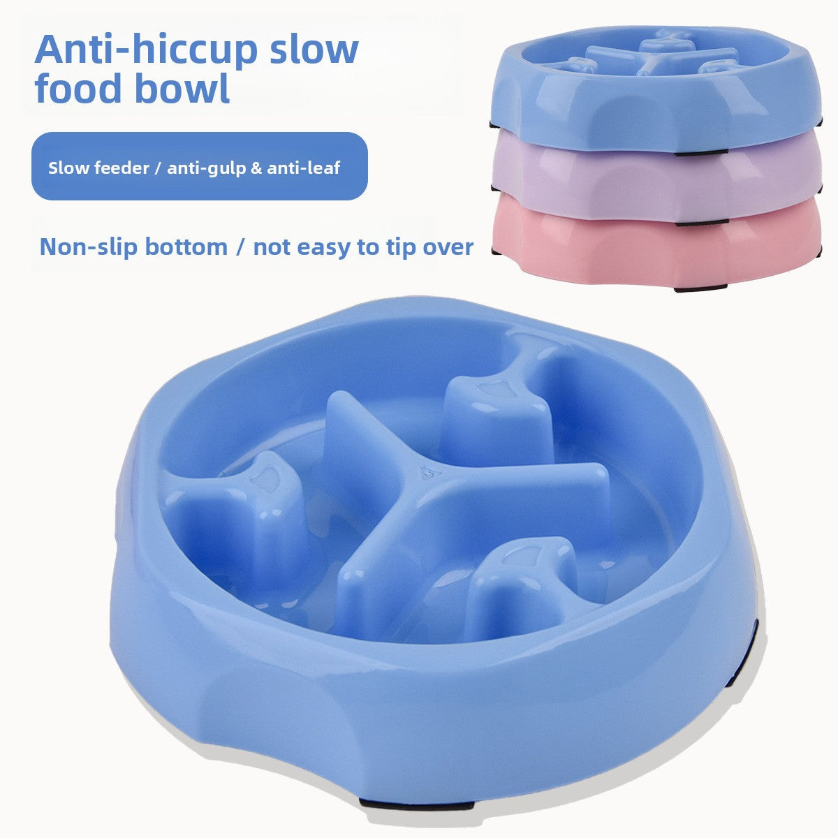 Large breed dog eating from a Petlivo slow feed maze bowl to prevent bloat