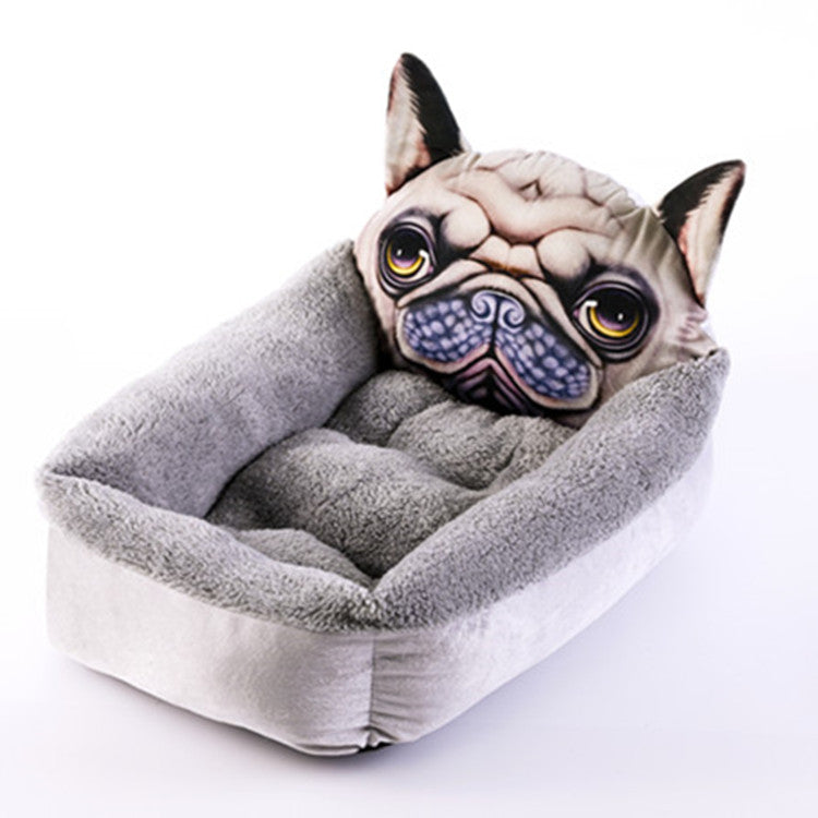 Petlivo Cuddle Nest Cartoon Pet Bed Yellow Pomeranian design soft plush calming bed for small breed dogs