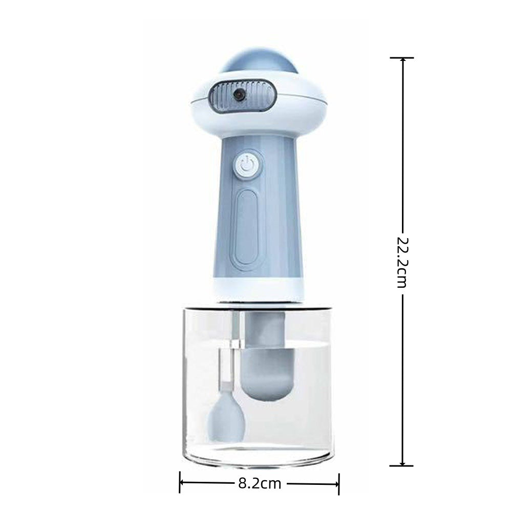 Petlivo Foamy Pet Bubble Bath Machine packaging showing automatic foaming, rich foam, deep cleaning, and harm reduction features