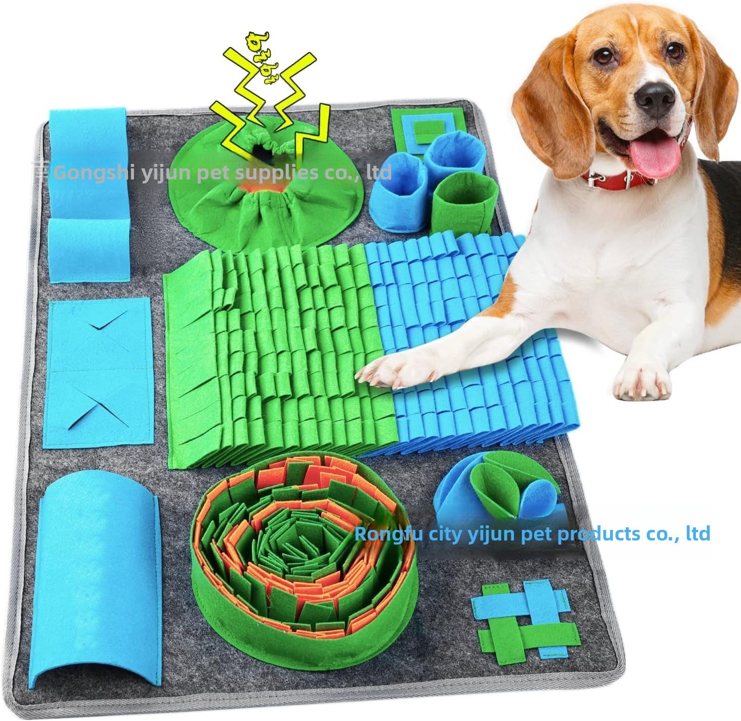 Petlivo Snuffle Mat Style 3 layout with fleece strands for hidden kibble foraging