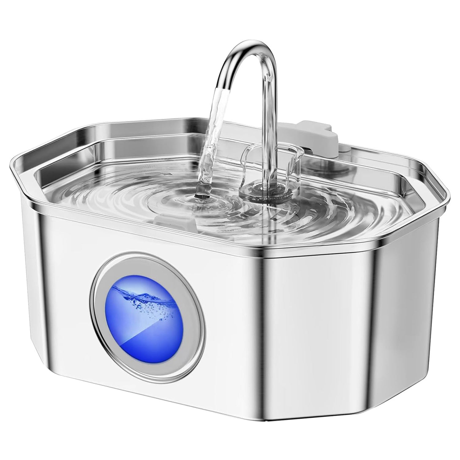 Petlivo pet water fountain triple filtration system showing cotton, activated carbon, and ion exchange resin layers for cleaner drinking water