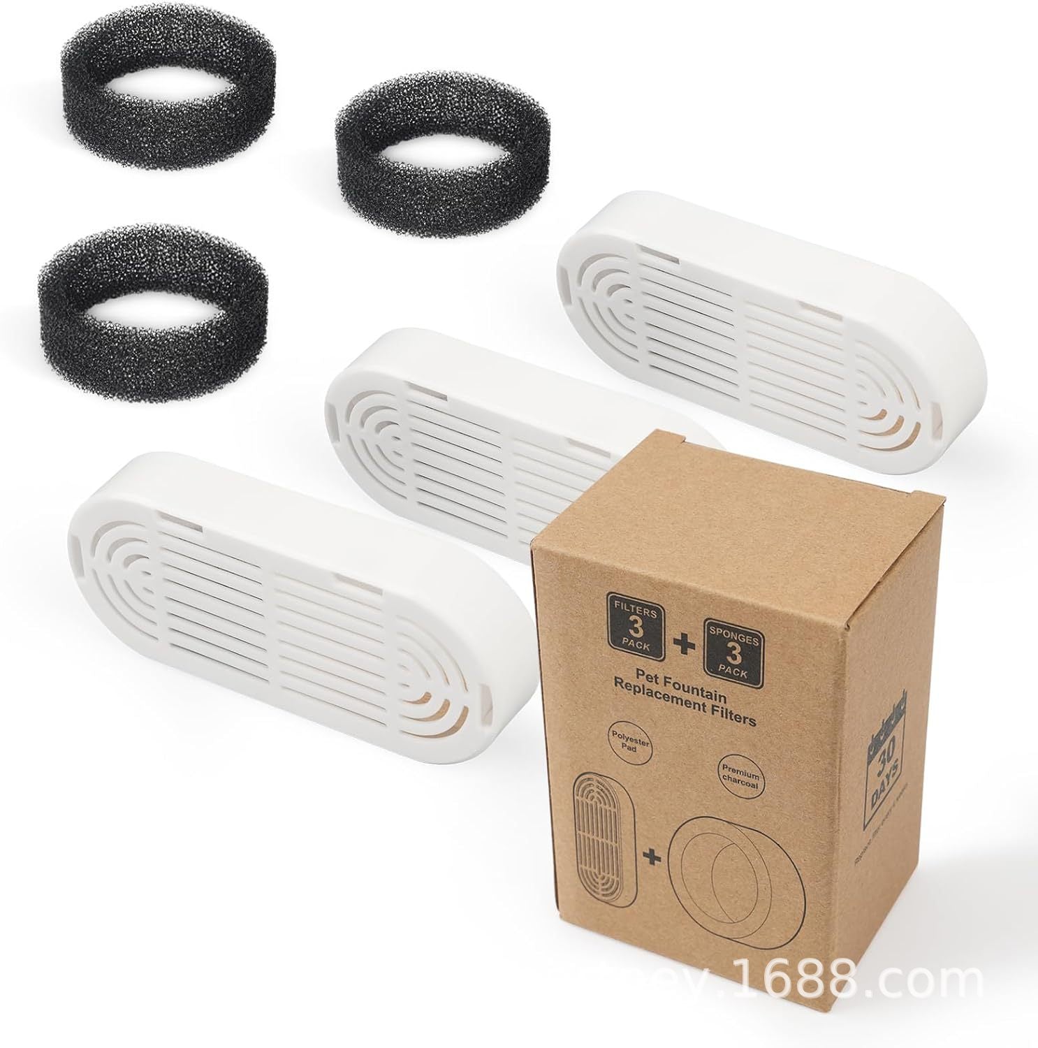 Triple-layer filter cartridge for Petlivo pet water fountain with high-quality cotton and activated carbon layers
