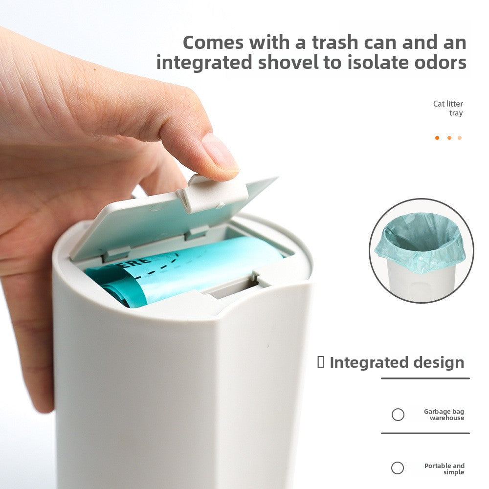 Petlivo Bag Dispenser Shovel in use during one-step scoop and bag routine