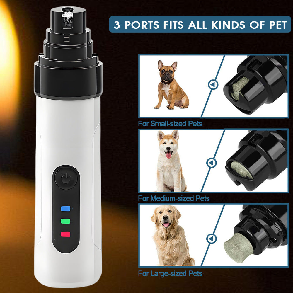 Petlivo Pet Nail Grinder in use filing senior dog nails safely