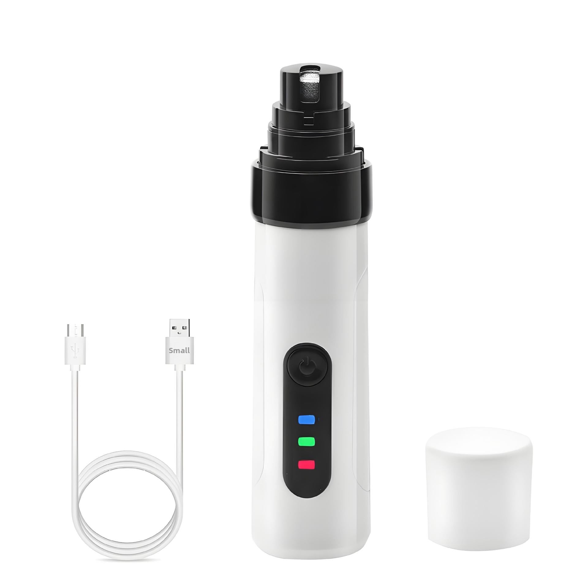 Petlivo Pet Nail Grinder USB charging port and 3-hour battery life detail