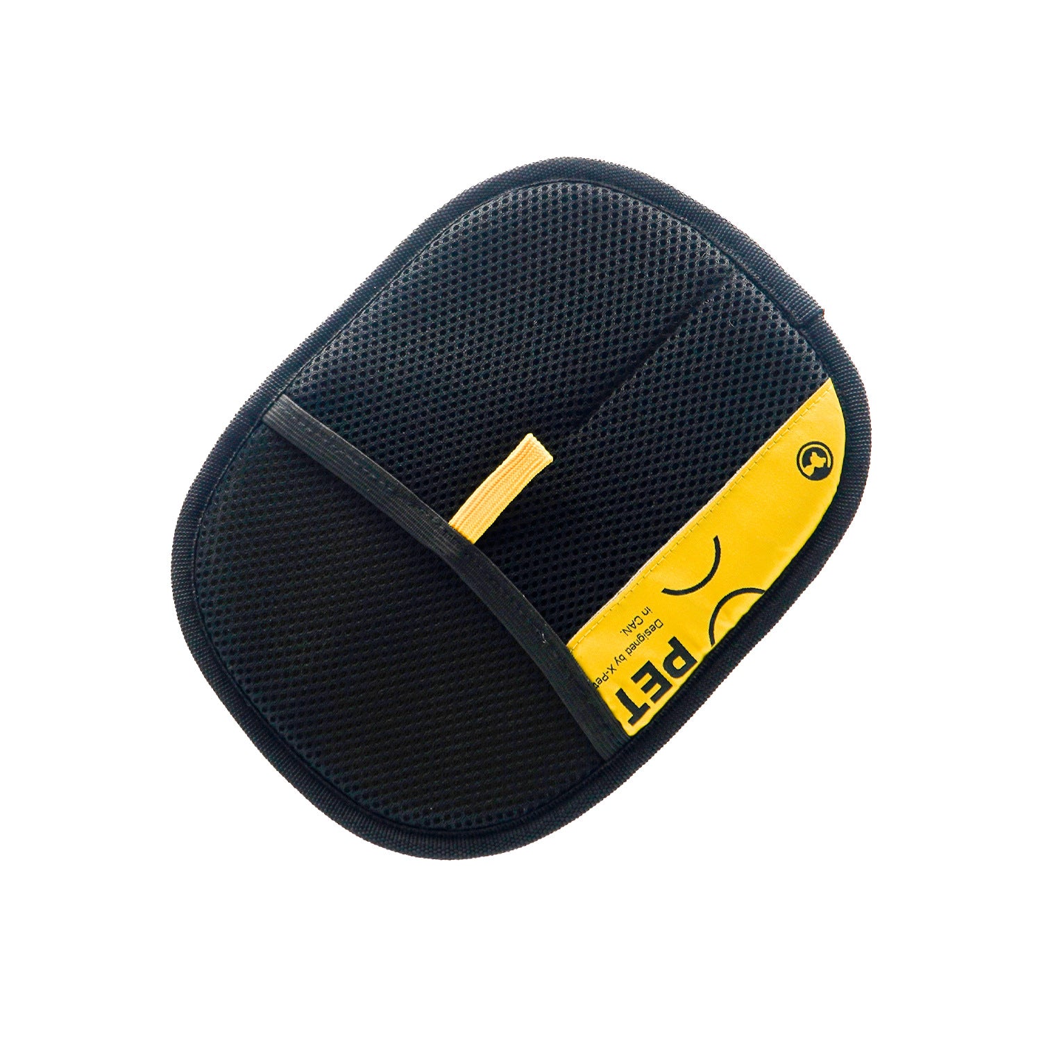Petlivo Air compact pet hair removal glove sized for travel and small hands shown next to handbag