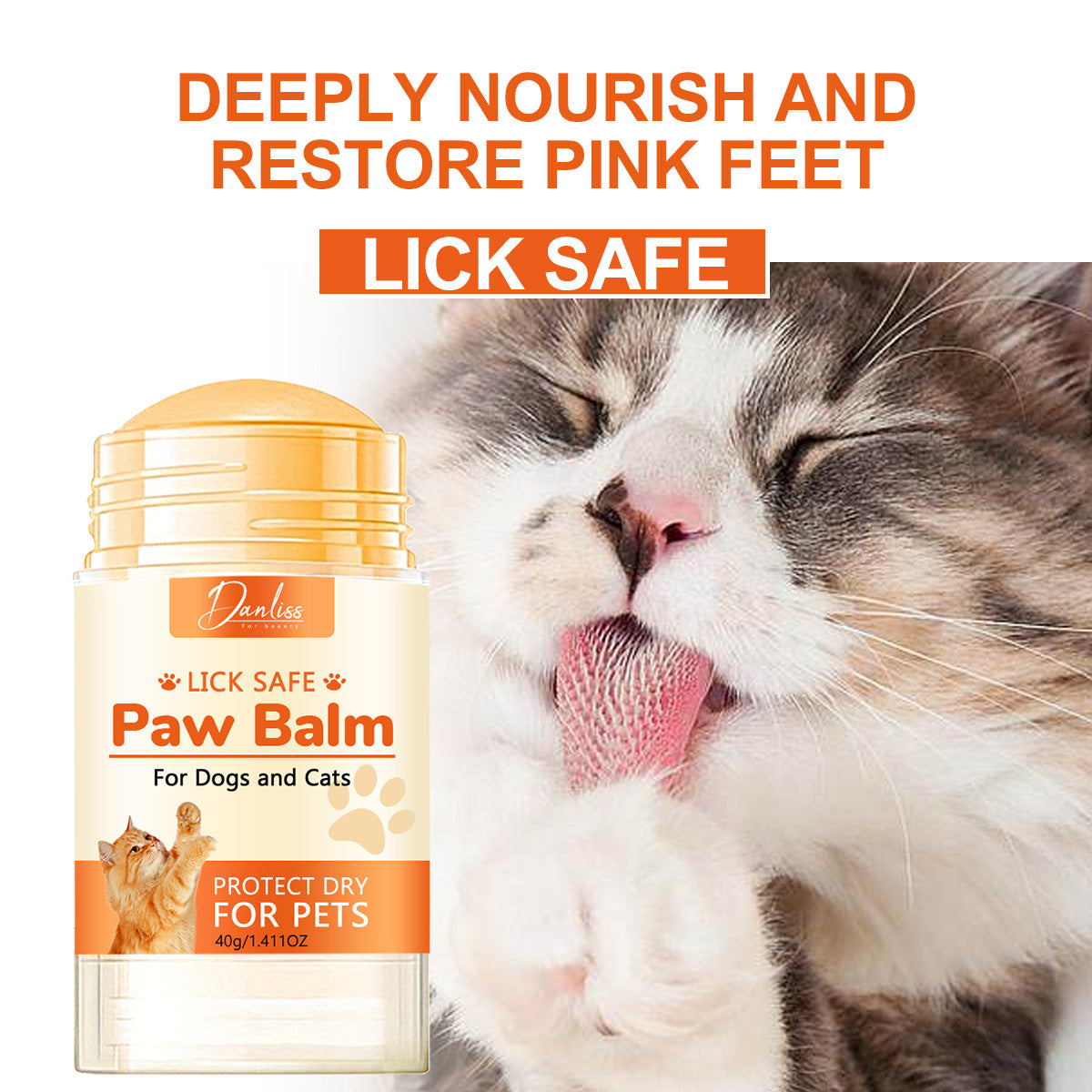 Petlivo Lick-Safe Paw Balm Stick natural ingredients close-up for cracked pet paws