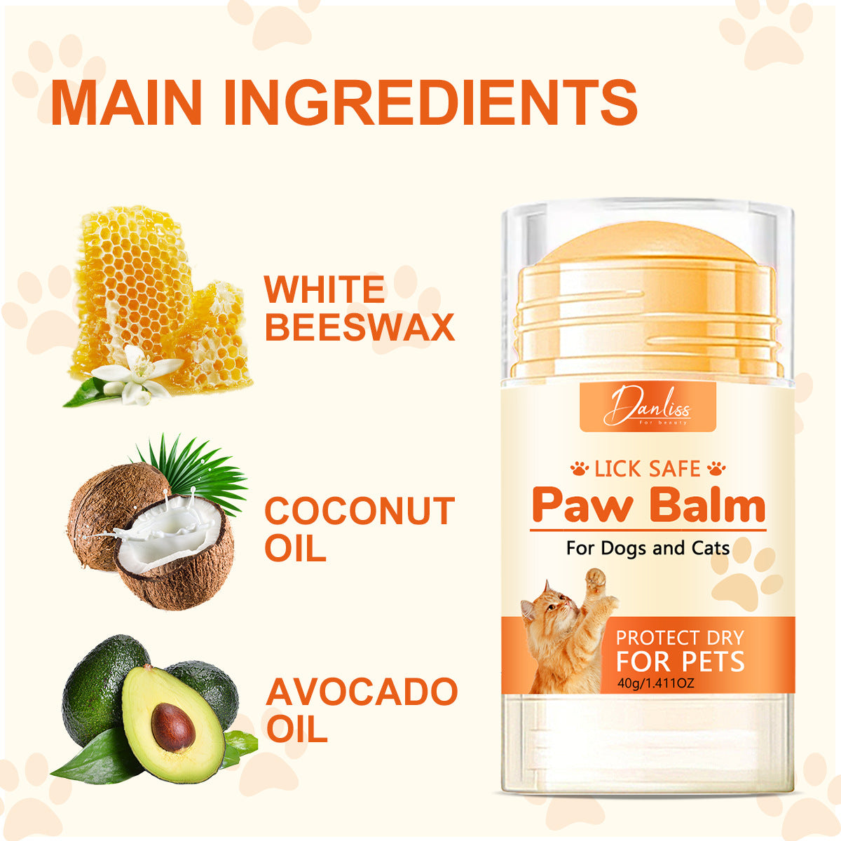 Petlivo Lick-Safe Paw Balm Stick 40g size detail with twist-up design