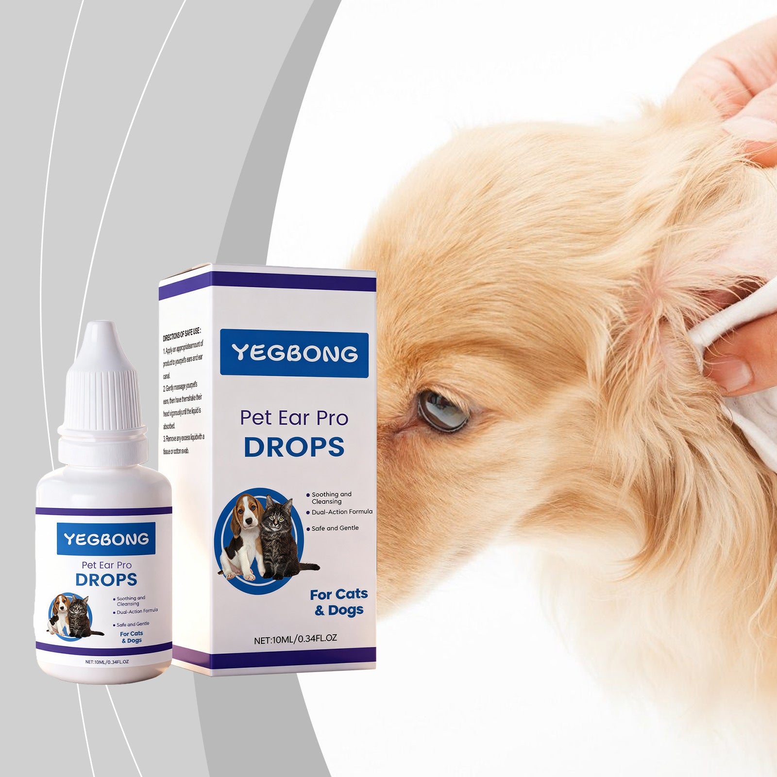 Petlivo Pet Ear Care Solution primary product view 10ml dropper bottle for dogs and cats