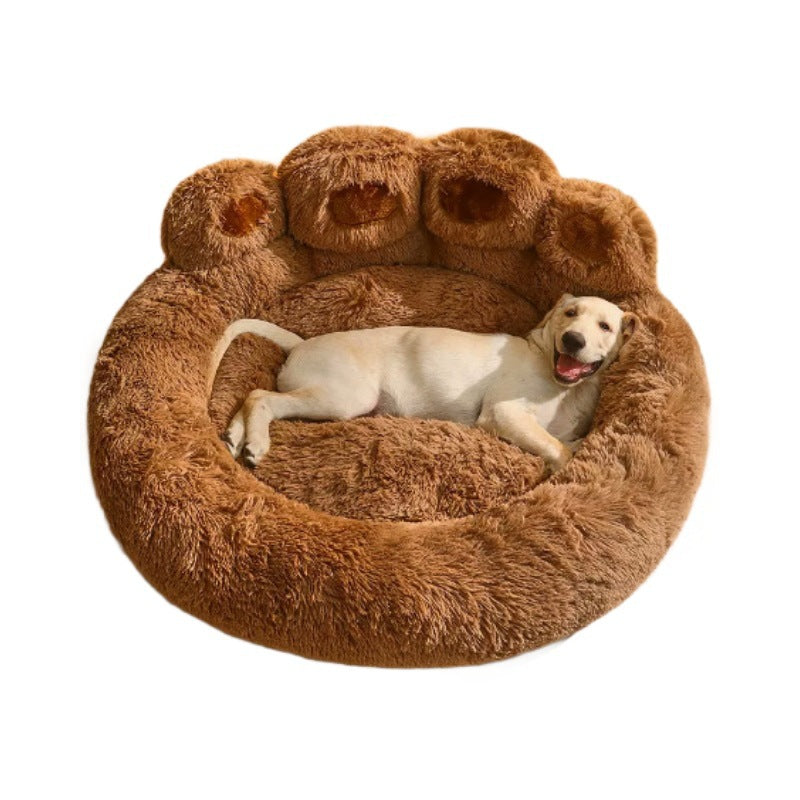 Petlivo Plush Calming Bed shown in two color options warm coffee and advanced gray for cats and dogs
