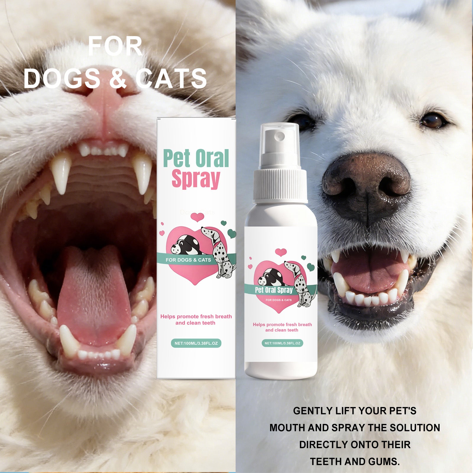 Petlivo Fresh Breath Oral Spray primary product view 100ml bottle for dog and cat dental care