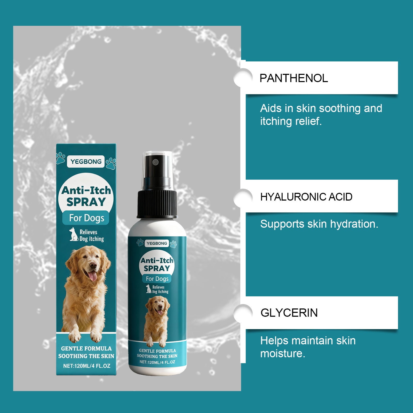 Petlivo Soothing Skin Care Spray primary product view 120ml bottle for dogs and cats