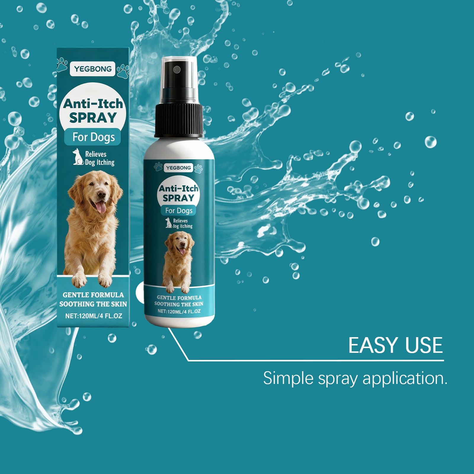 Petlivo Skin Care Spray application on dog hot spot for soothing relief