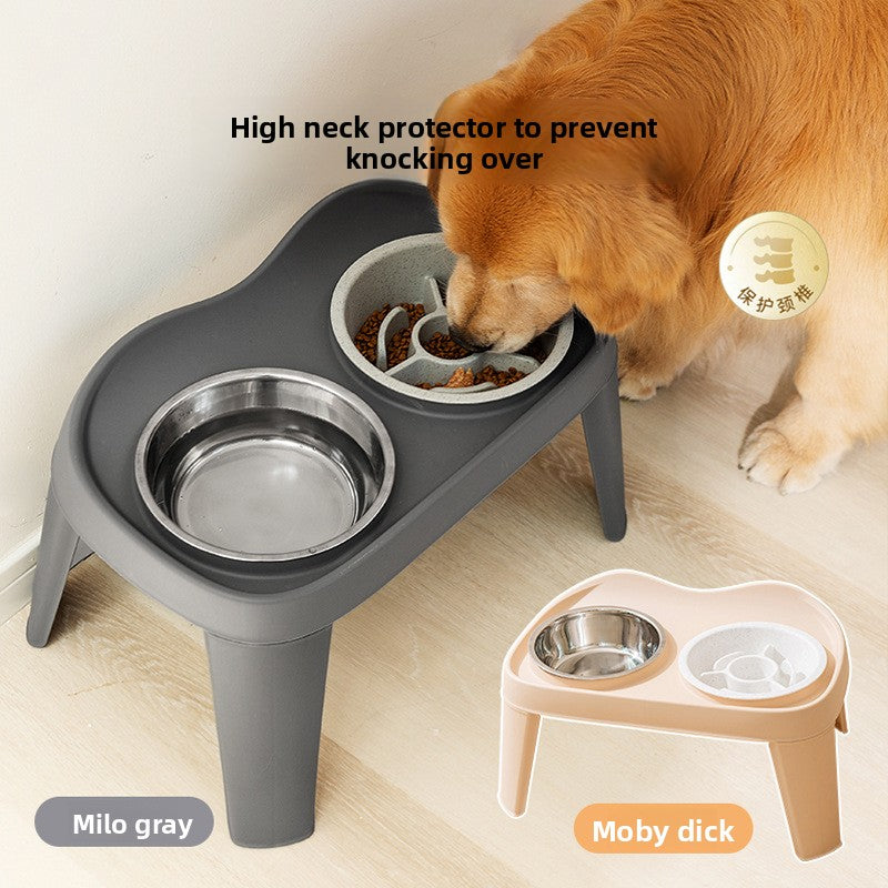 Petlivo Folding Elevated Pet Bowl Stand primary product view with stainless steel bowls