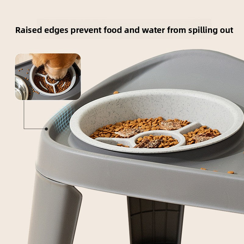 Petlivo Elevated Bowl Stand in use with dog eating at neutral neck angle